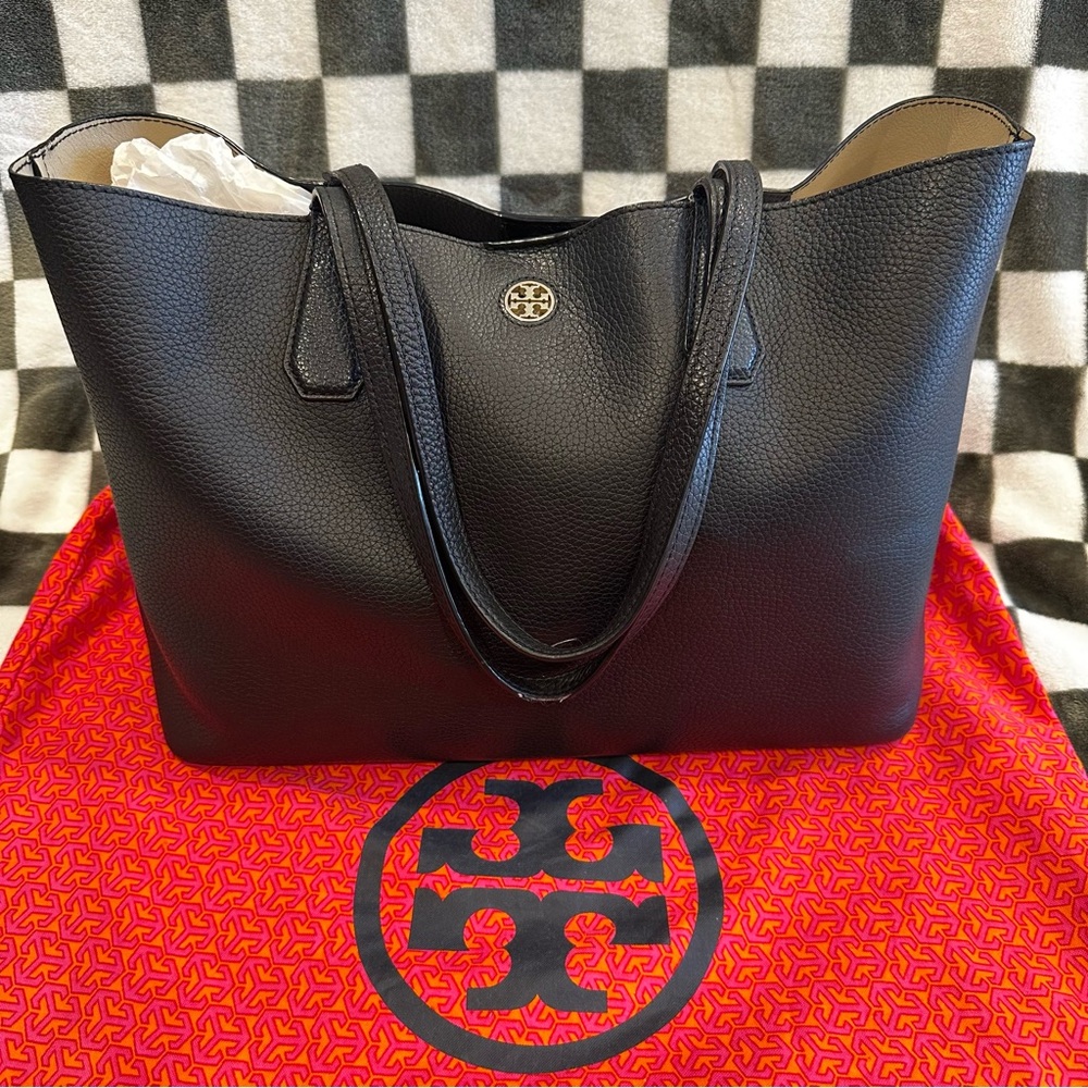 Tory Burch Black Classic Leather Tote